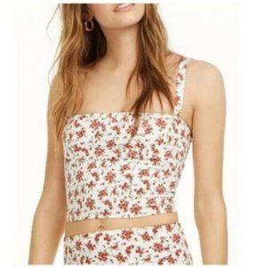 Danielle Bernstein Sleeveless Floral Rose Bustier Cropped Tank Top White 2, $49